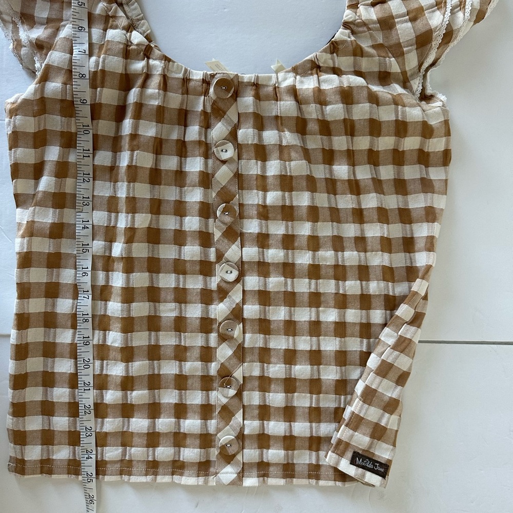 NWT Small Matilda Jane Annabelle Plaid Off Shoulder Blouse Gingham - Picture 11 of 12